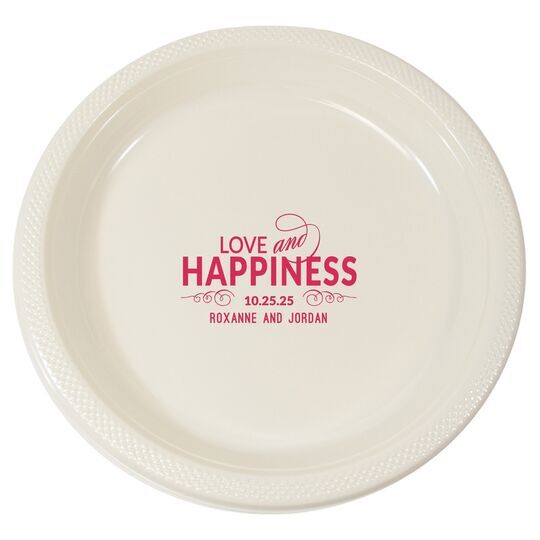 Love and Happiness Scroll Plastic Plates